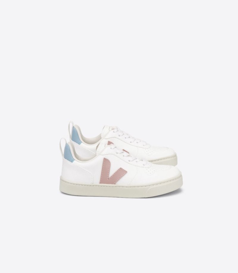 Veja V-10 Laces CWL Patike Dječje Bijele Roze Plave | IO61-3031R4