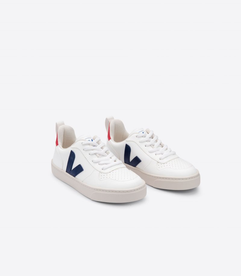 Veja V-10 Laces CWL Patike Dječje Bijele Tamno Plave | QW48-4708M9