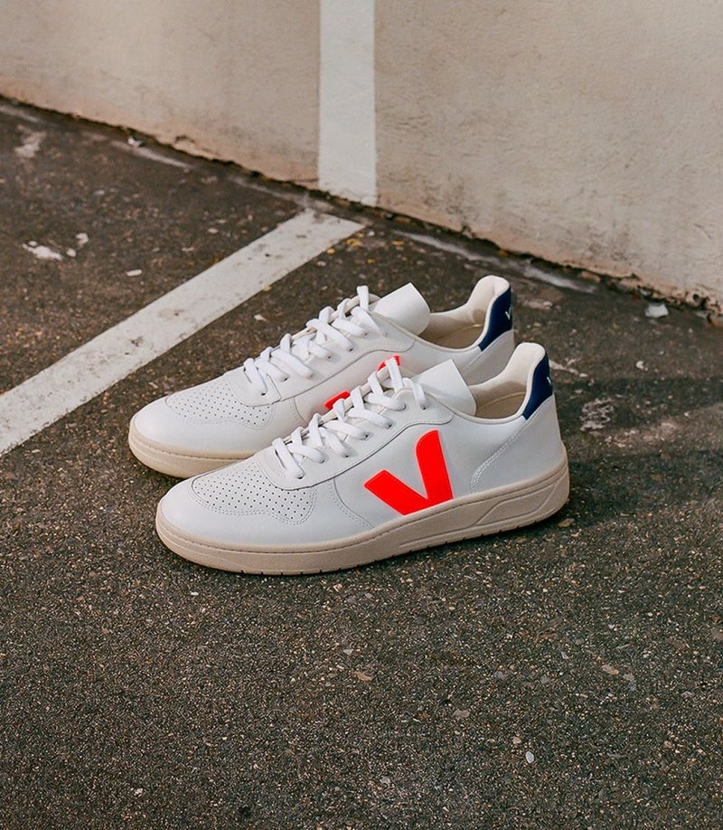 Veja V-10 Leather Patike Muške Bijele Narančaste Tamno Plave | WC43-2243H9