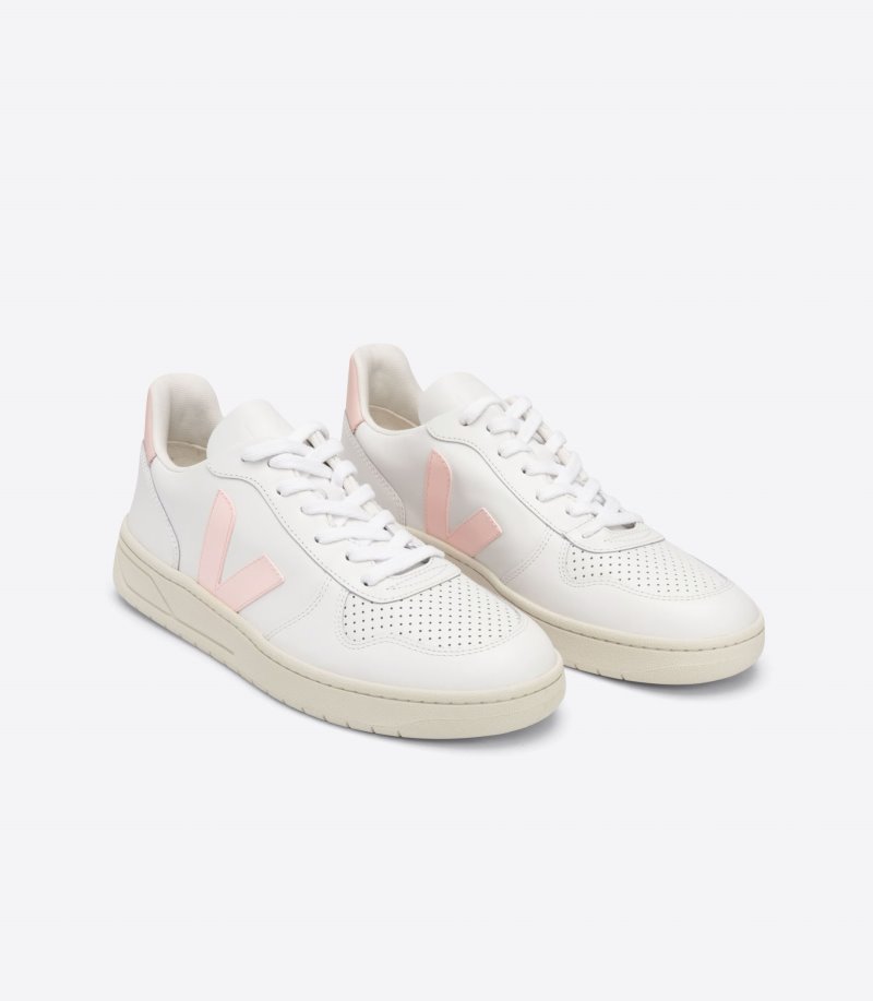 Veja V-10 Leather Patike Ženske Bijele Roze | PR73-6143I9