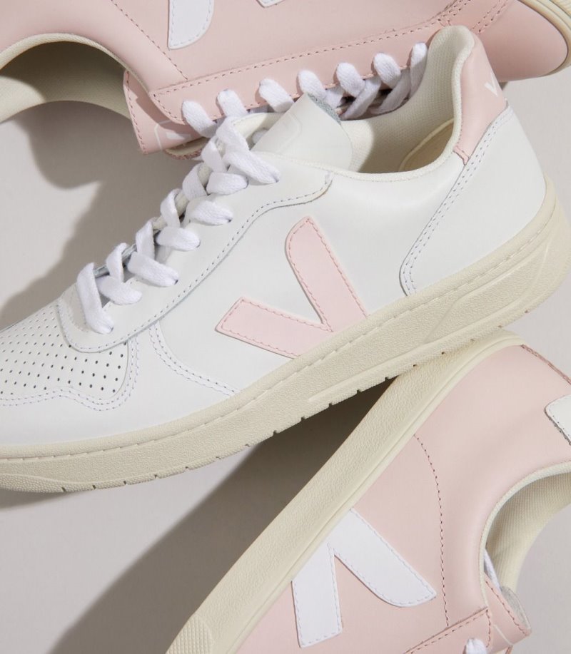 Veja V-10 Leather Patike Ženske Bijele Roze | PR73-6143I9