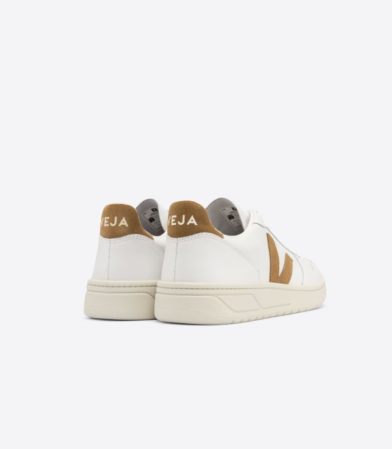 Veja V-10 Leather Patike Ženske Bijele Smeđe | DI36-7296X3