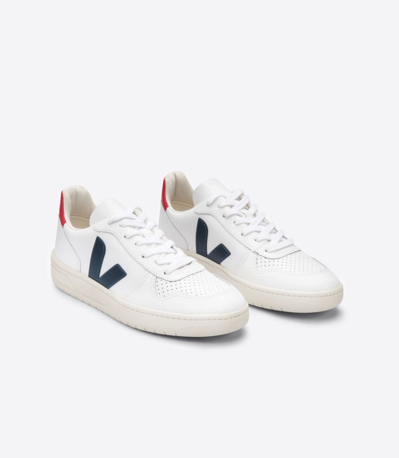 Veja V-10 Leather Patike Ženske Bijele Tamnoplave | II76-2826L6