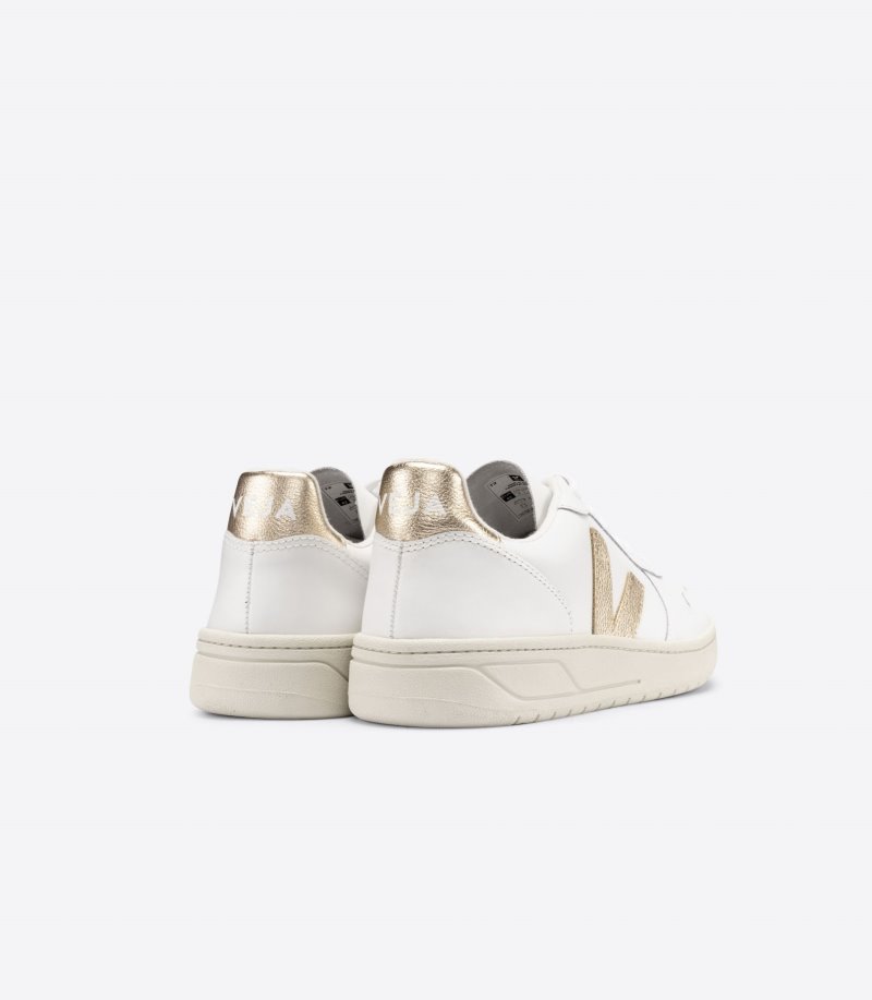 Veja V-10 Leather Patike Ženske Bijele Zlatne | XD97-4117B9