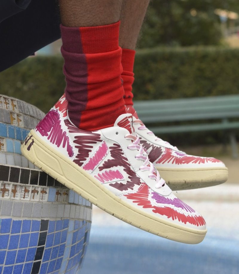 Veja V-10 Leather Veja X Marni Patike Muške Bordo Roze Bijele | KH15-7695O2