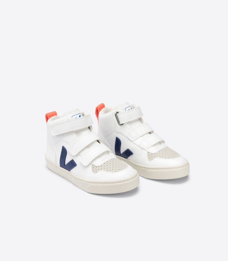 Veja V-10 Mid CWL Patike Dječje Bijele Tamno Plave Narančaste | YE88-5098D8