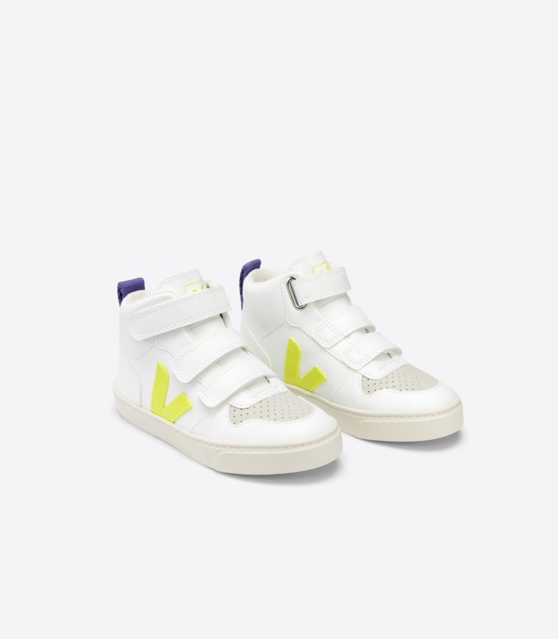 Veja V-10 Mid CWL Patike Dječje Bijele Žute Ljubičaste | JW67-0687D6