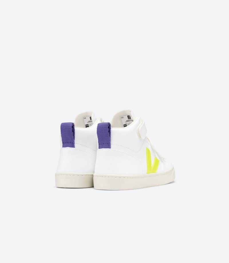 Veja V-10 Mid CWL Patike Dječje Bijele Žute Ljubičaste | JW67-0687D6