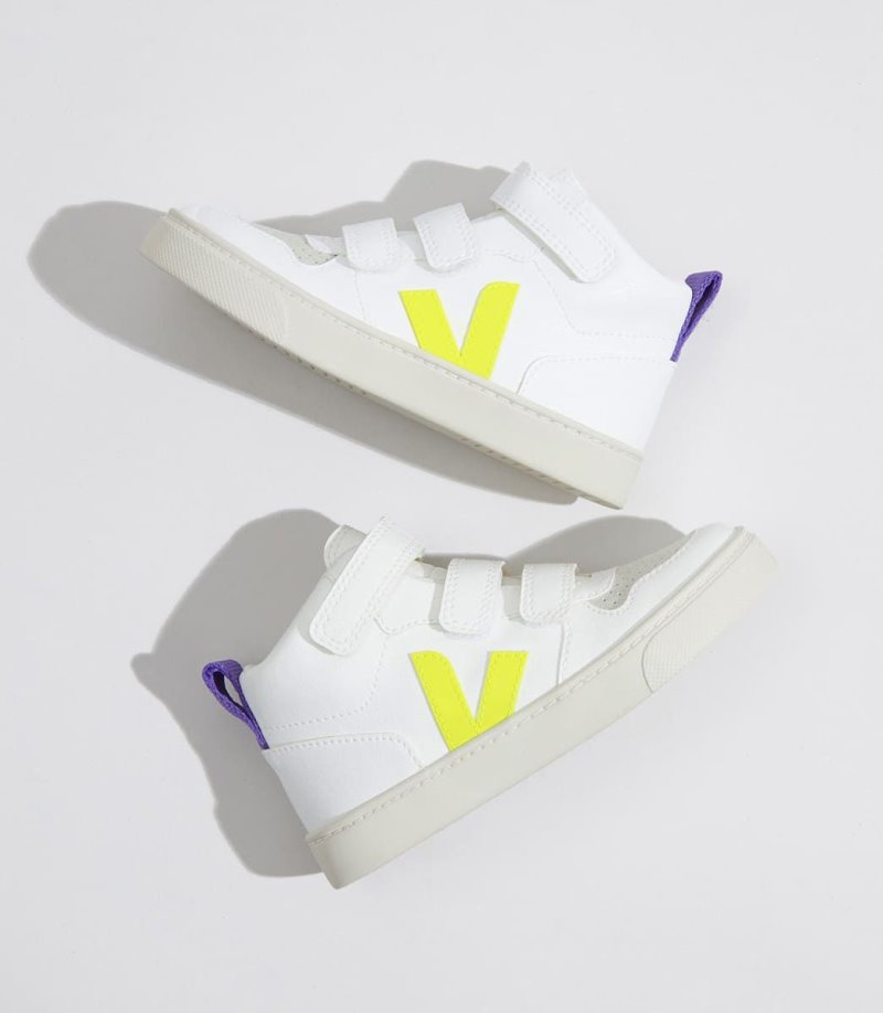 Veja V-10 Mid CWL Patike Dječje Bijele Žute Ljubičaste | JW67-0687D6
