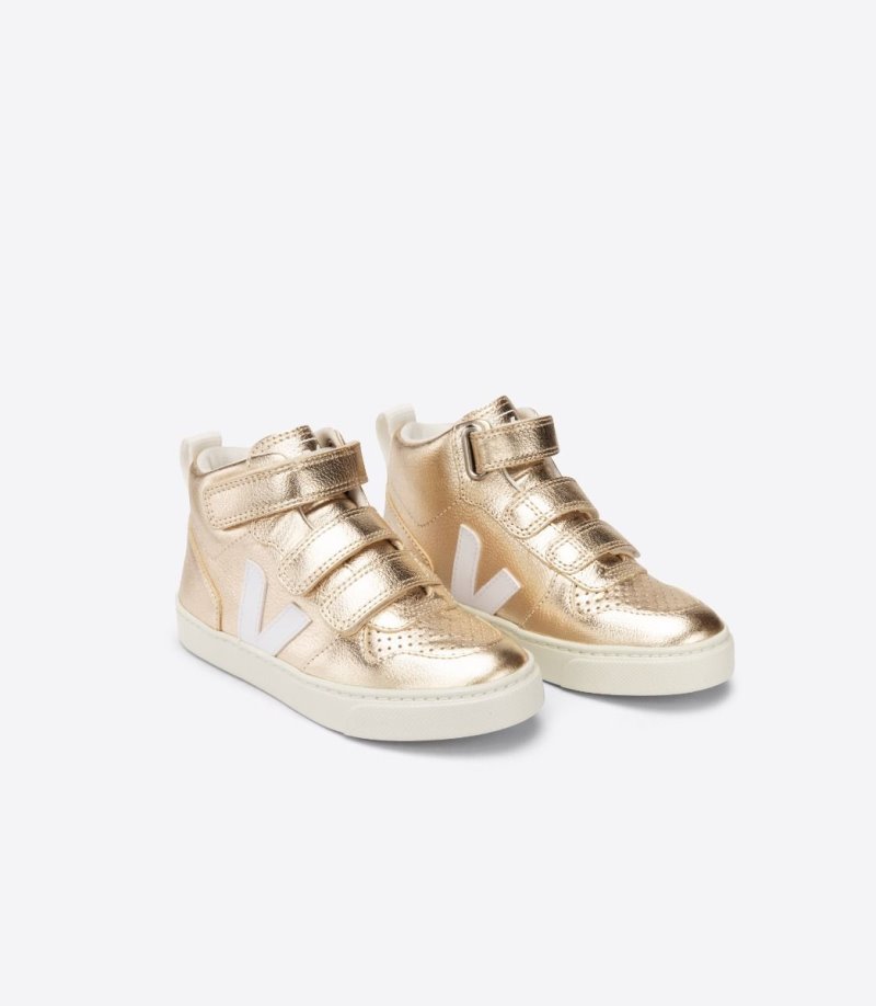 Veja V-10 Mid Chromefree Leather Patike Dječje Zlatne Bijele | TY28-5458V8