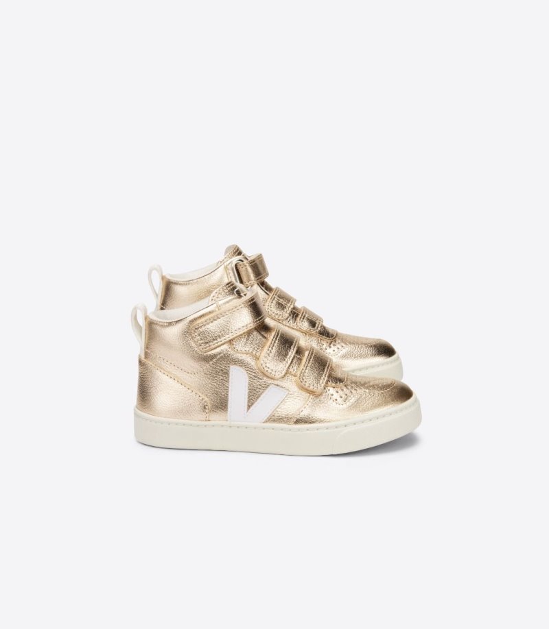 Veja V-10 Mid Chromefree Leather Patike Dječje Zlatne Bijele | TY28-5458V8