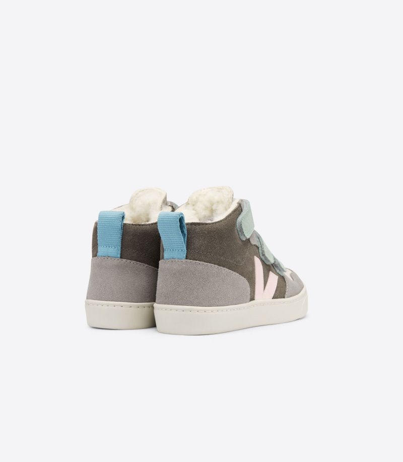 Veja V-10 Mid Fured Suede Patike Dječje Sive Zelene | EJ03-1183Z7