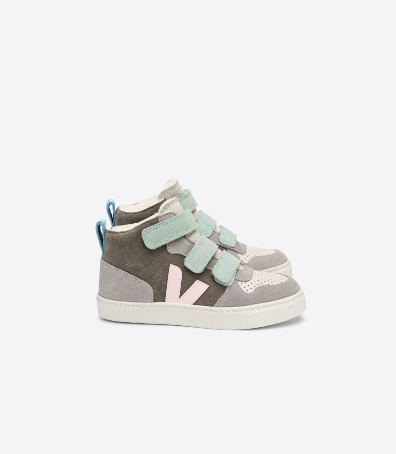 Veja V-10 Mid Fured Suede Patike Dječje Sive Zelene | EJ03-1183Z7