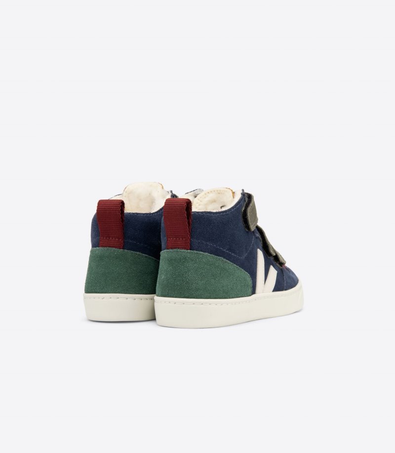 Veja V-10 Mid Fured Suede Patike Dječje Tamnoplave Zelene Crvene | HU68-2528S1
