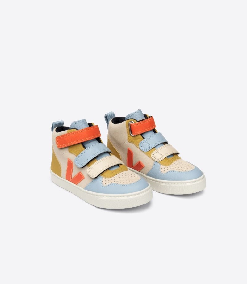 Veja V-10 Mid Suede Veja X Make My Patike Dječje Limun Bež Plave | QR37-1807U2