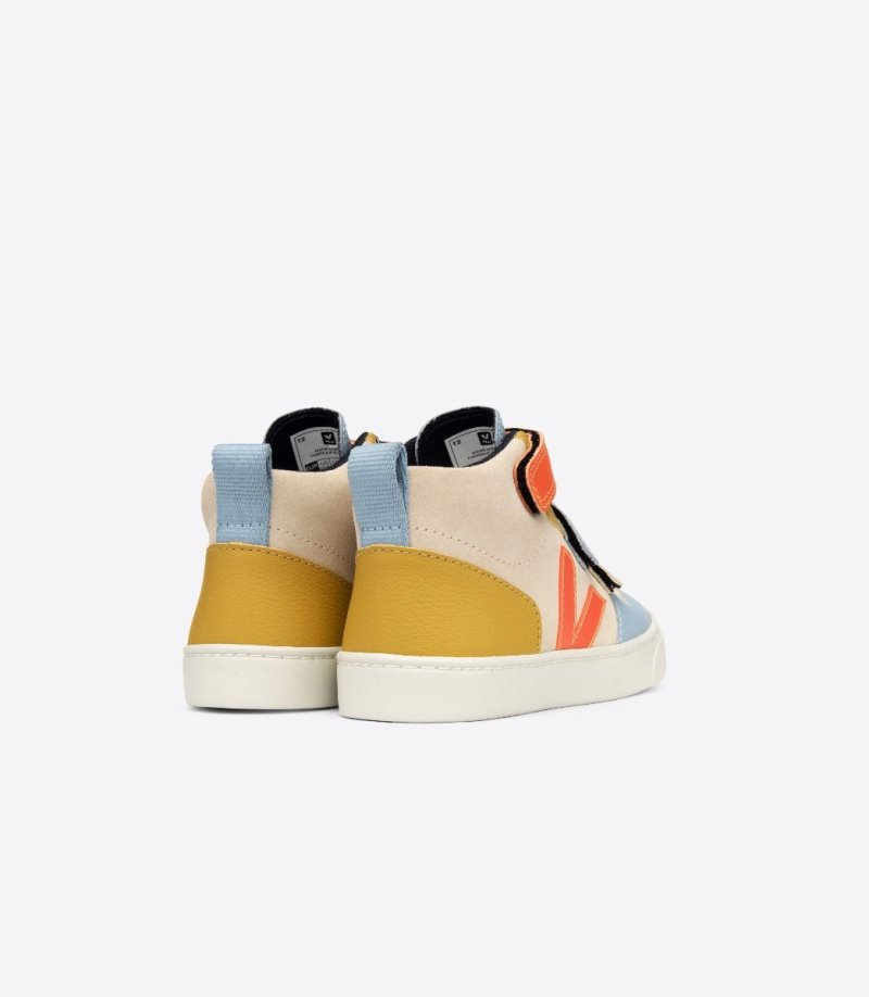 Veja V-10 Mid Suede Veja X Make My Patike Dječje Limun Bež Plave | QR37-1807U2