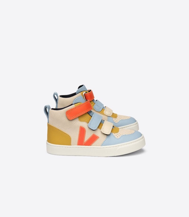 Veja V-10 Mid Suede Veja X Make My Patike Dječje Limun Bež Plave | QR37-1807U2