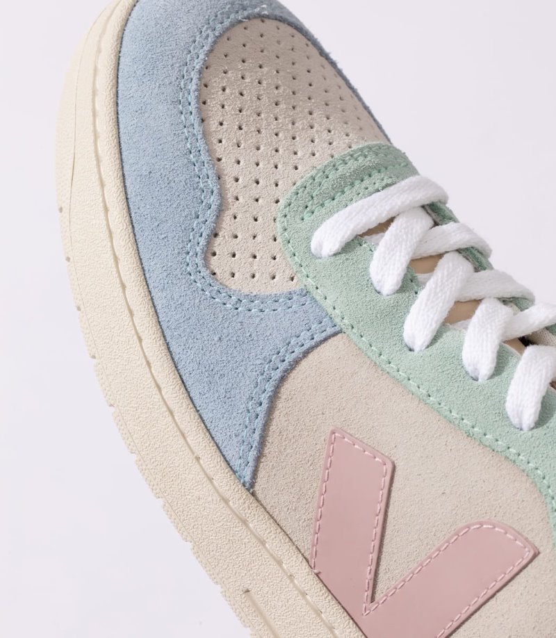 Veja V-10 Suede Patike Ženske Bež Plave Svijetlo Zelene | QY61-0941C1