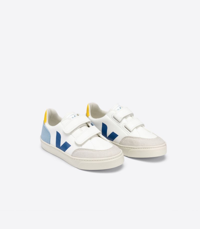 Veja V-12 Chromefree Leather Patike Dječje Bijele Tamno Plave | CA45-6065E0