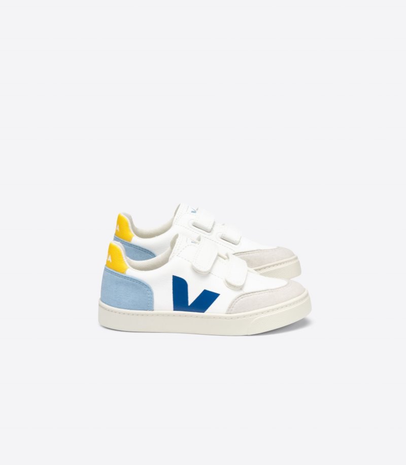 Veja V-12 Chromefree Leather Patike Dječje Bijele Tamno Plave | CA45-6065E0