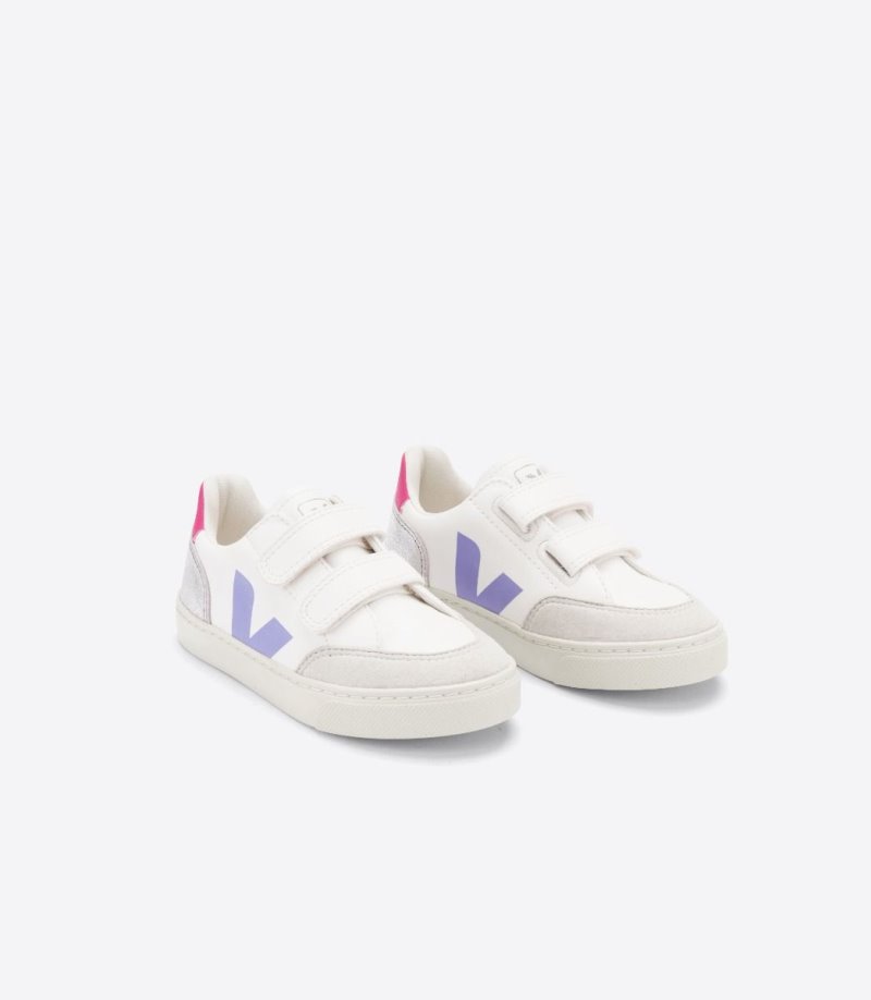 Veja V-12 Chromefree Leather Patike Dječje Bijele Srebrne | GV13-1883W7