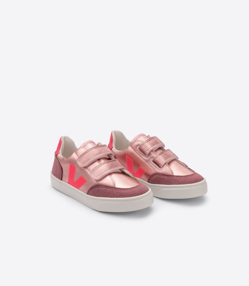 Veja V-12 Chromefree Leather Patike Dječje Roze Roze | AW18-2918J3