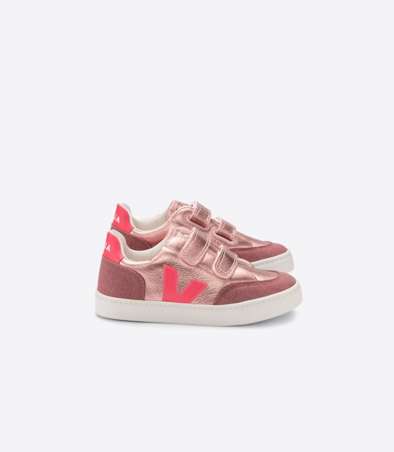 Veja V-12 Chromefree Leather Patike Dječje Roze Roze | AW18-2918J3
