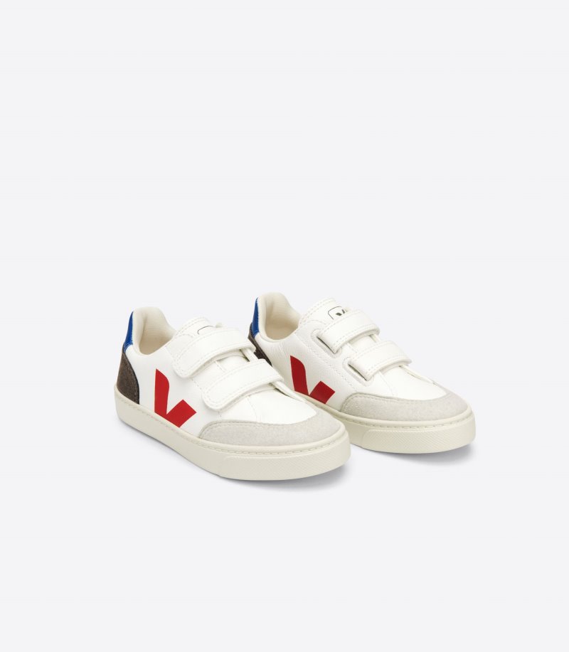 Veja V-12 Chromefree Patike Dječje Bijele Maslinasto Zelene Crvene | DG00-6080Z7