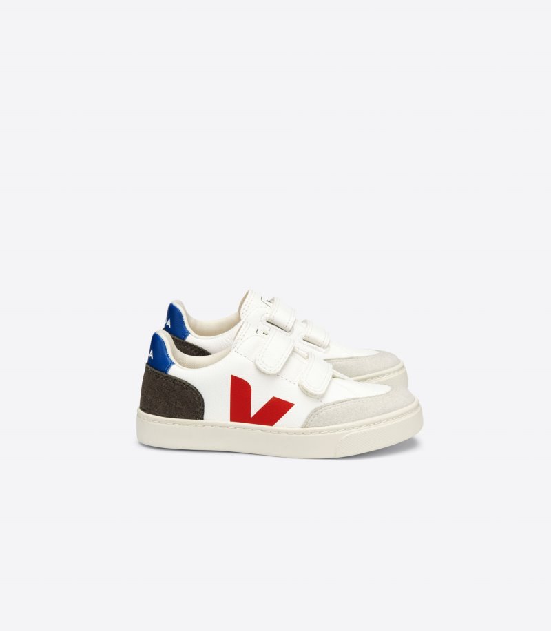 Veja V-12 Chromefree Patike Dječje Bijele Maslinasto Zelene Crvene | DG00-6080Z7
