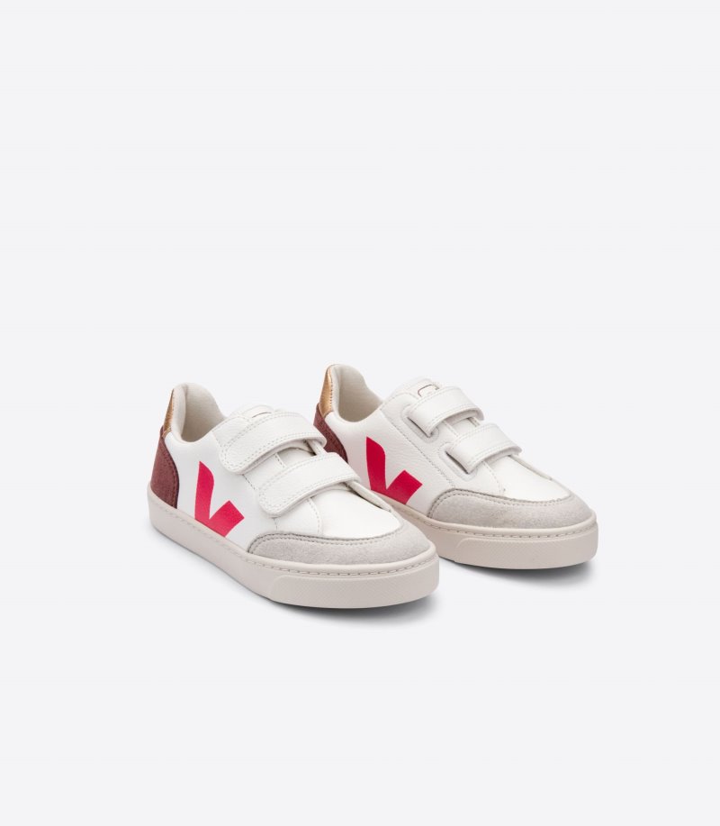 Veja V-12 Chromefree Patike Dječje Bijele Bordo Crvene | EX78-7078G1