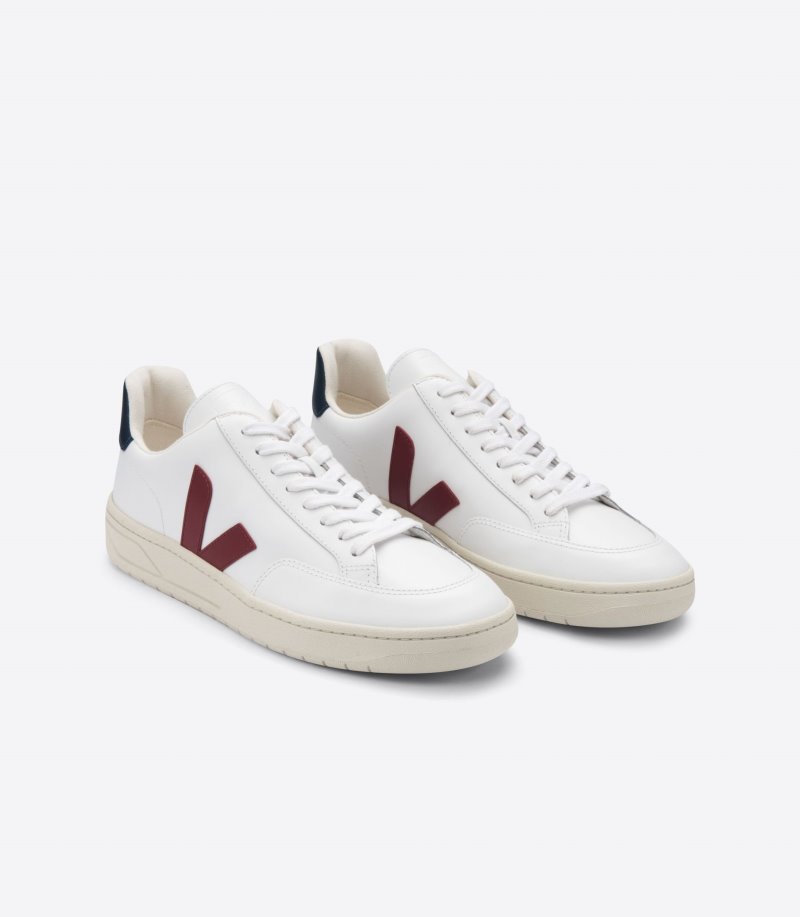Veja V-12 Leather Patike Muške Bijele Bordo | WW05-0865U6