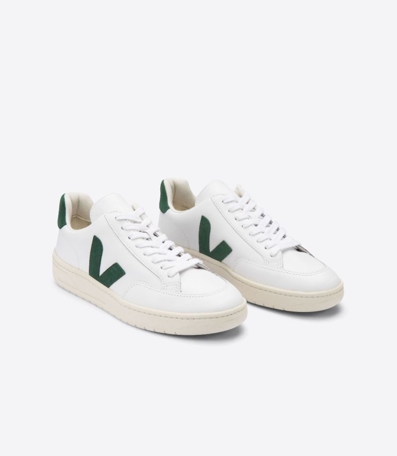 Veja V-12 Leather Patike Muške Bijele Zelene | KA61-8001A9