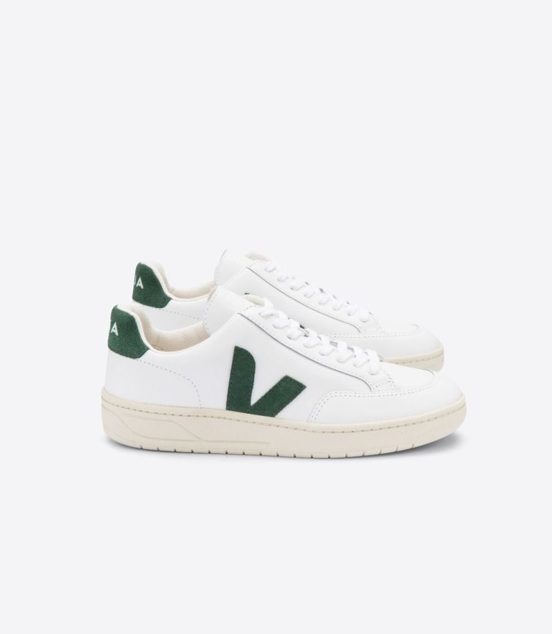 Veja V-12 Leather Patike Muške Bijele Zelene | KA61-8001A9