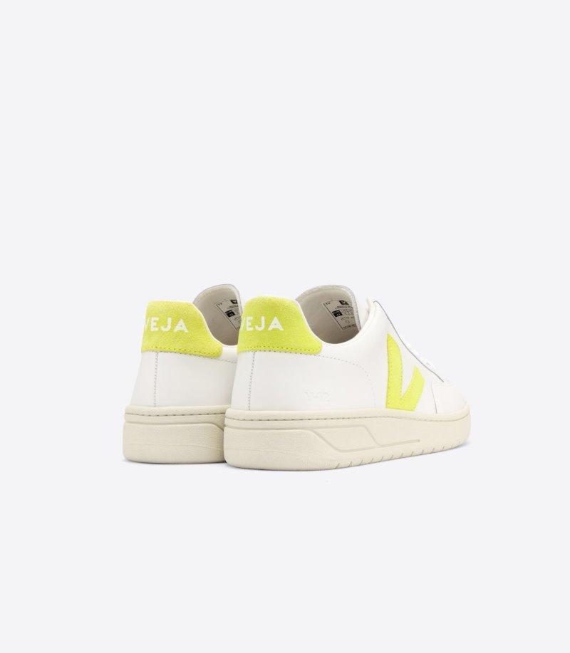 Veja V-12 Leather Patike Muške Bijele Žute | EG63-4903H8