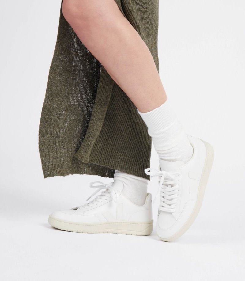 Veja V-12 Leather Patike Ženske Bijele | LJ21-0301N4