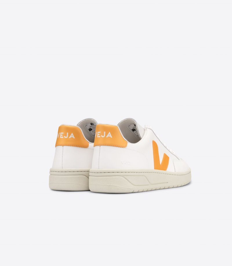 Veja V-12 Leather Patike Ženske Bijele Žute | ET74-9004O9