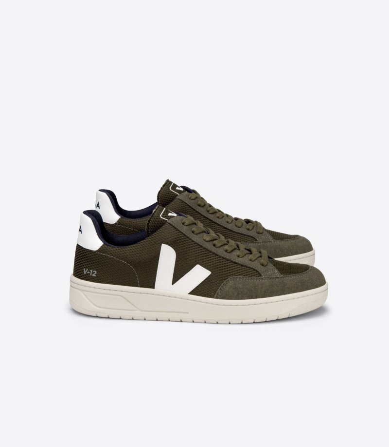 Veja V-12 Vegan B-Mesh Patike Muške Maslinasto Zelene Bijele | IV27-2897N5