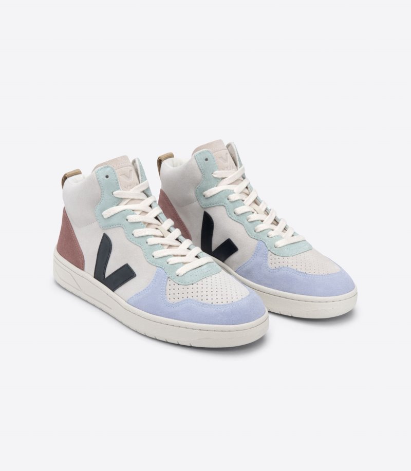 Veja V-15 Suede Patike Ženske Bež Crne Ljubičaste | ZR11-7401F4