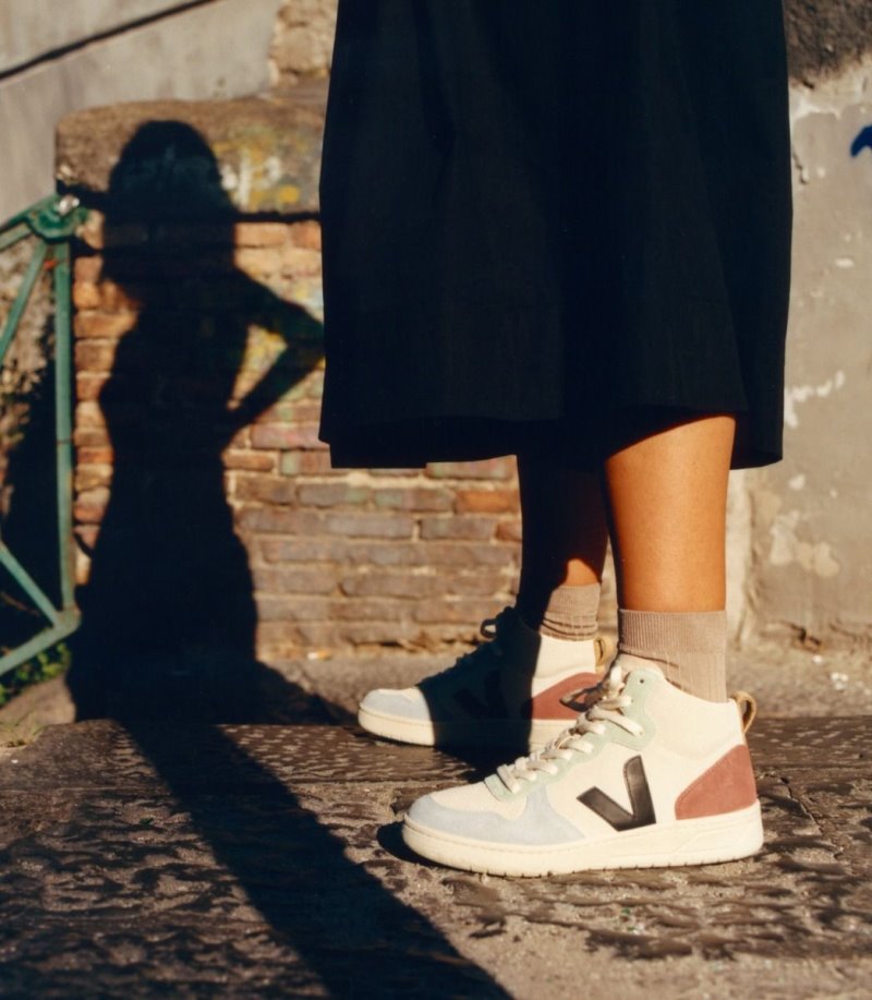 Veja V-15 Suede Patike Ženske Bež Crne Ljubičaste | ZR11-7401F4