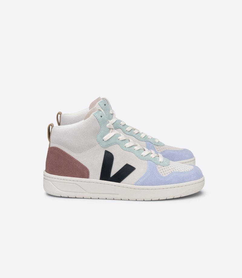 Veja V-15 Suede Patike Ženske Bež Crne Ljubičaste | ZR11-7401F4