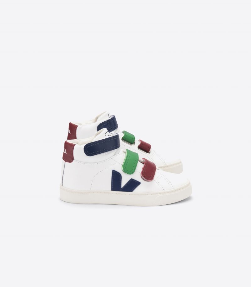 Veja Vstore Esplar Mid Leather Patike Dječje Bijele Tamno Plave Bordo | OW15-0555N0