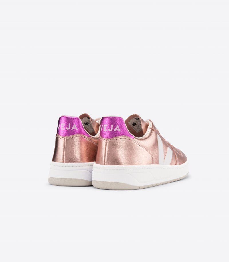 Veja Vstore V-10 Leather Patike Ženske Roze Bijele | XQ41-4971P4