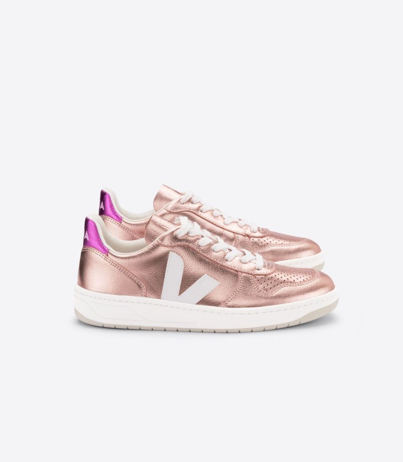 Veja Vstore V-10 Leather Patike Ženske Roze Bijele | XQ41-4971P4