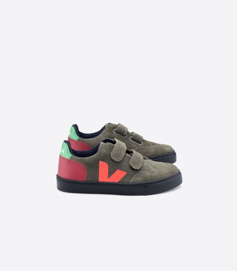 Veja Vstore V-12 Suede Patike Dječje Maslinasto Zelene Crne Crvene | TV97-4207H3